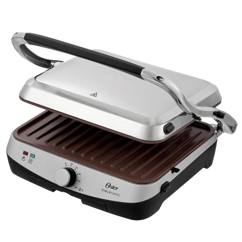 Grill Elétrico Panini Bioceramic Oster Ckstpa4881 Inox – 127v
