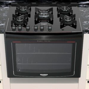 Fogão de Embutir 5 Bocas à Gás Dako Glass com Mesa de Vidro Preto Bivolt