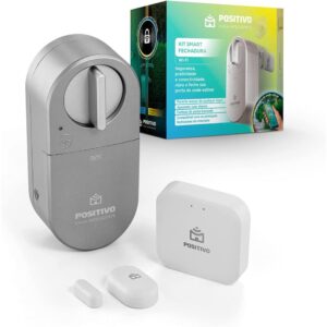 Kit Smart Fechadura 12w Positivo Prata Metálica