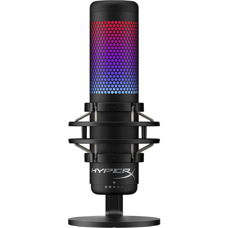 Microfone Gamer Hyperx Quadcast S 4p5p7aa Antivibração Led Rgb Usb – Preto