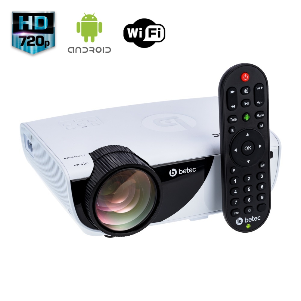MINI PROJETOR LED PORTÁTIL – HD – SMART ANDROID – 1800 LUMENS – BETEC BT836A